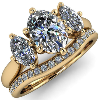 Eireni Oval Moissanite Scroll Basket With Diamond Sides Engagement Ring-Custom-Made Jewelry-Fire & Brilliance ®