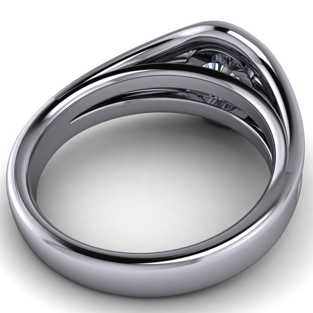Elaine Round Moissanite Half-Bezel Accent Split Shank Ring-Custom-Made Jewelry-Fire & Brilliance ®