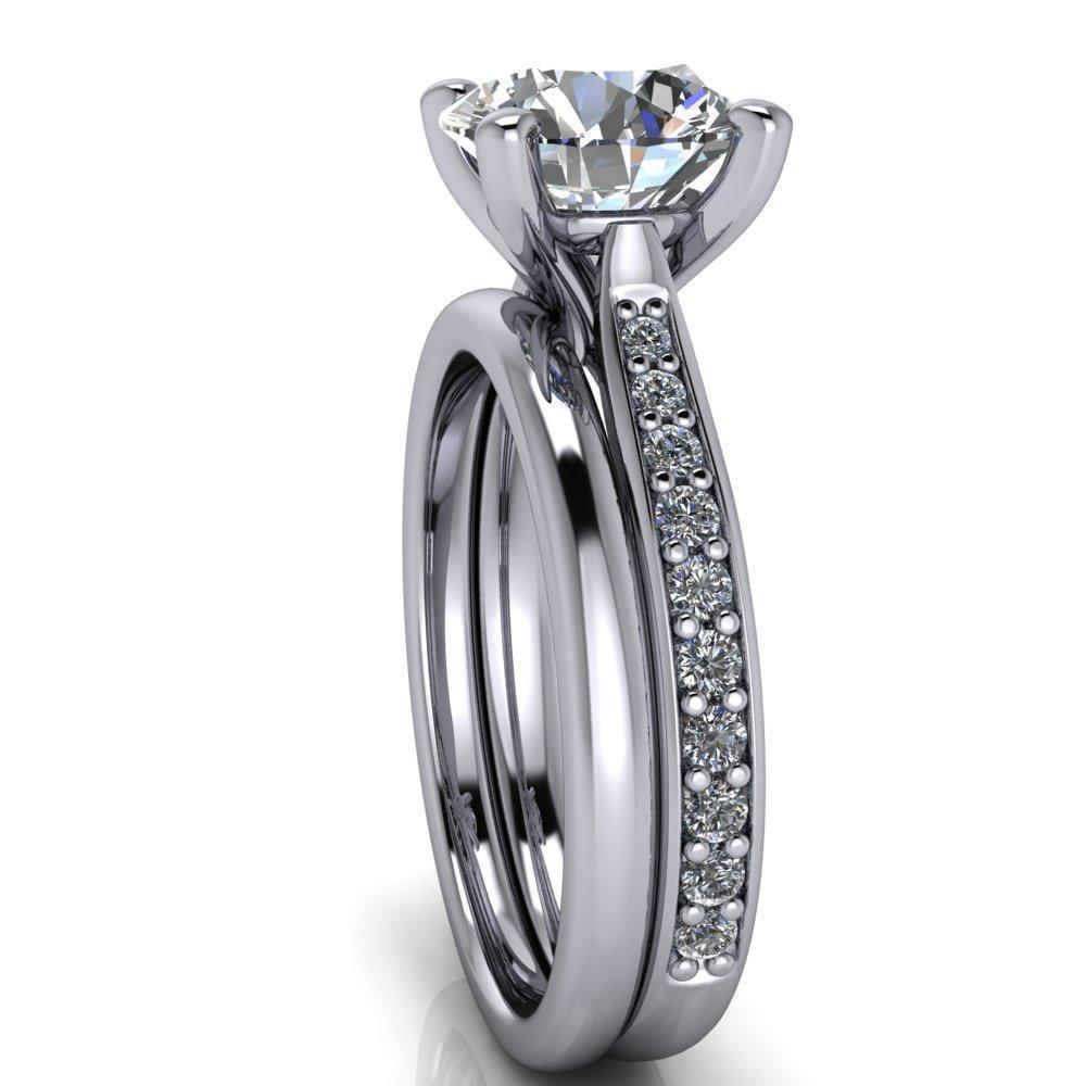 Ella Round Moissanite 4 Prong Single Side Diamonds Comfort Fit Engagement Ring-Custom-Made Jewelry-Fire & Brilliance ®