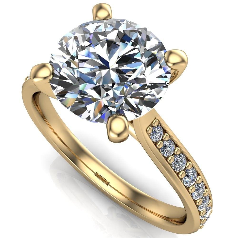 Ella Round Moissanite 4 Prong Single Side Diamonds Comfort Fit Engagement Ring-Custom-Made Jewelry-Fire & Brilliance ®