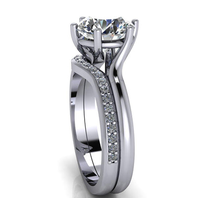 Ellen Round Moissanite Bypass 6 Prong Basket Ring-Custom-Made Jewelry-Fire & Brilliance ®