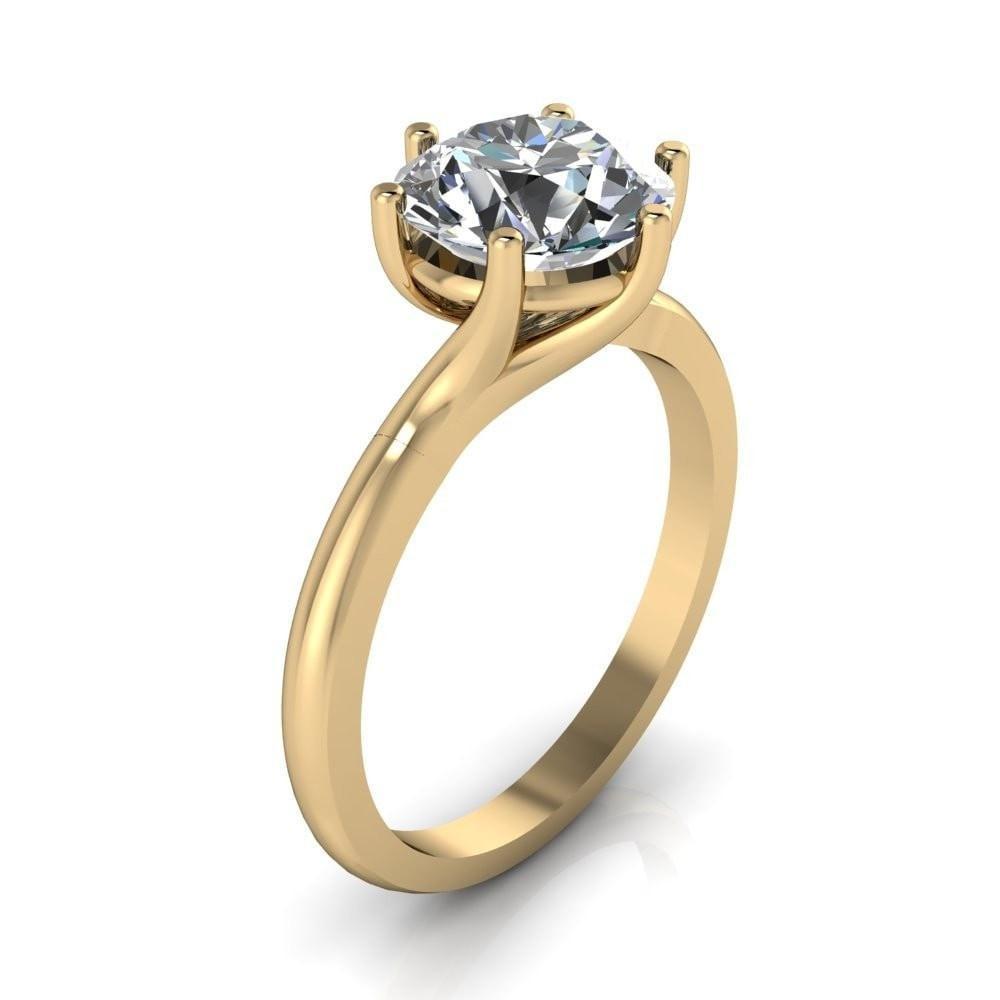 Ellen Round Moissanite Bypass 6 Prong Basket Ring-Custom-Made Jewelry-Fire & Brilliance ®