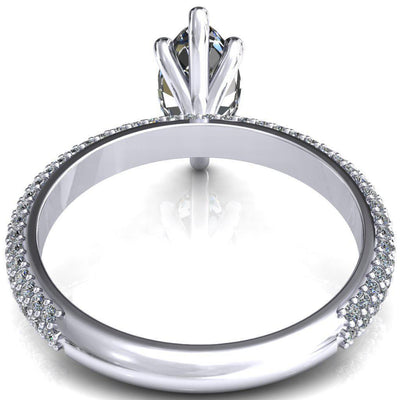 Elley Marquise Moissanite 6 Claw Prong Diamond Accent Engagement Ring-FIRE & BRILLIANCE