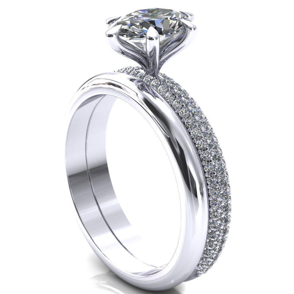 Elley Oval Moissanite 6 Claw Prong Diamond Accent Engagement Ring-Custom-Made Jewelry-Fire & Brilliance ®