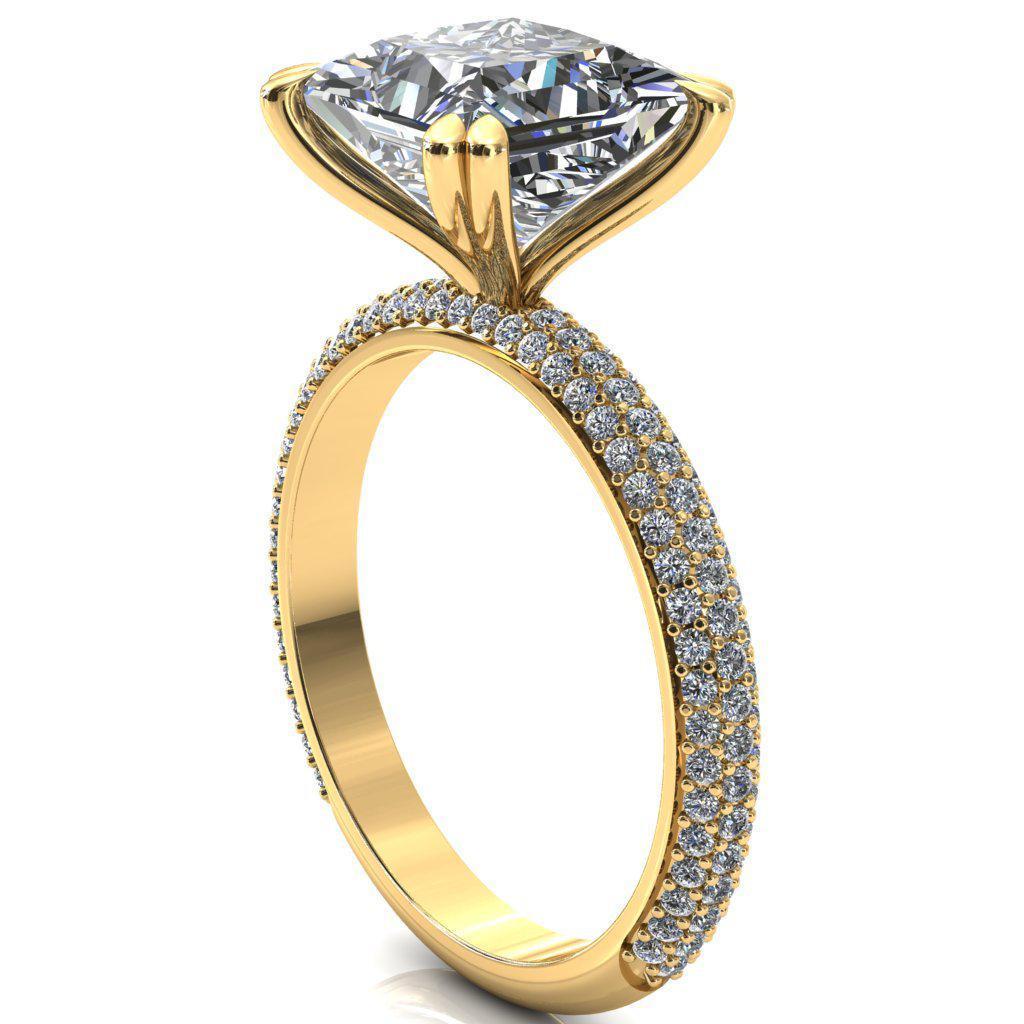 Elley Princess/Square Moissanite 4 Claw Prong Diamond Accent Engagement Ring-FIRE & BRILLIANCE