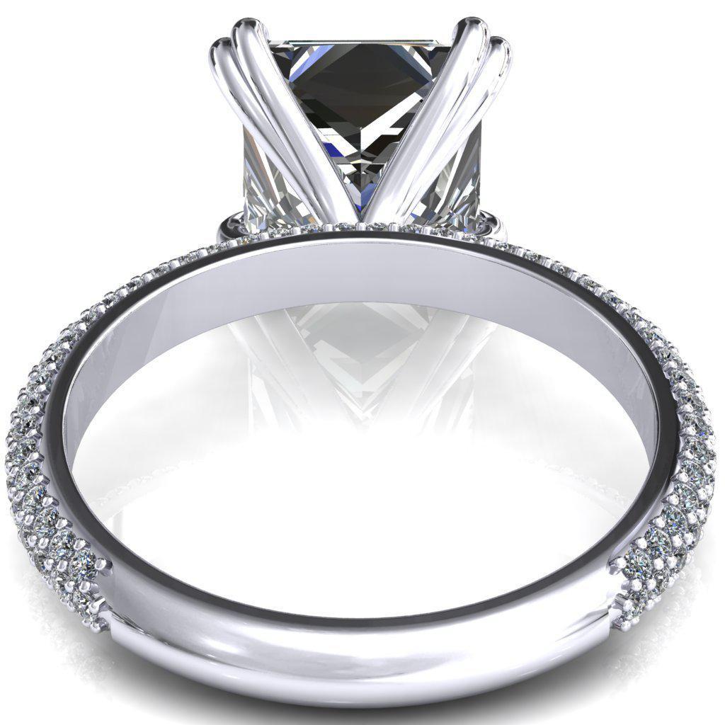 Elley Princess/Square Moissanite 4 Claw Prong Diamond Accent Engagement Ring-FIRE & BRILLIANCE