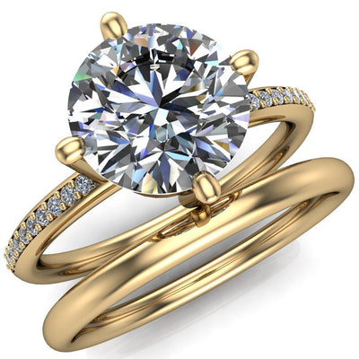 Ellie Round Moissanite 4 T Prong Under Bezel Ring-Custom-Made Jewelry-Fire & Brilliance ®