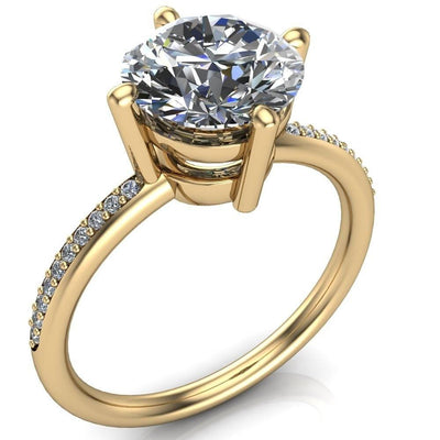 Ellie Round Moissanite 4 T Prong Under Bezel Ring-Custom-Made Jewelry-Fire & Brilliance ®