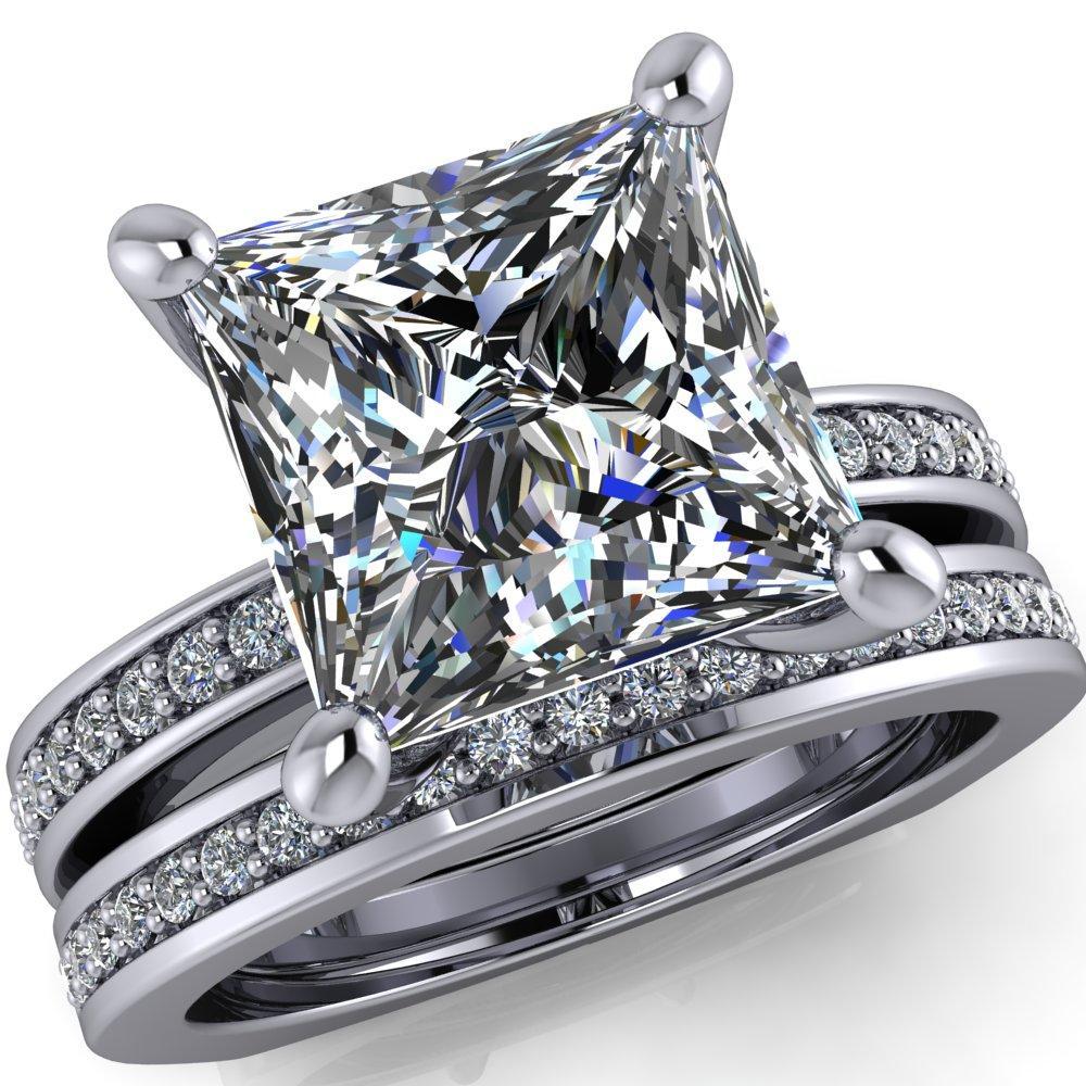 Ellis Princess/Square Diamond Channel 4 Prong Euro Shank Ring-Custom-Made Jewelry-Fire & Brilliance ®