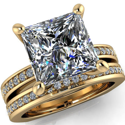 Ellis Princess/Square Diamond Channel 4 Prong Euro Shank Ring-Custom-Made Jewelry-Fire & Brilliance ®