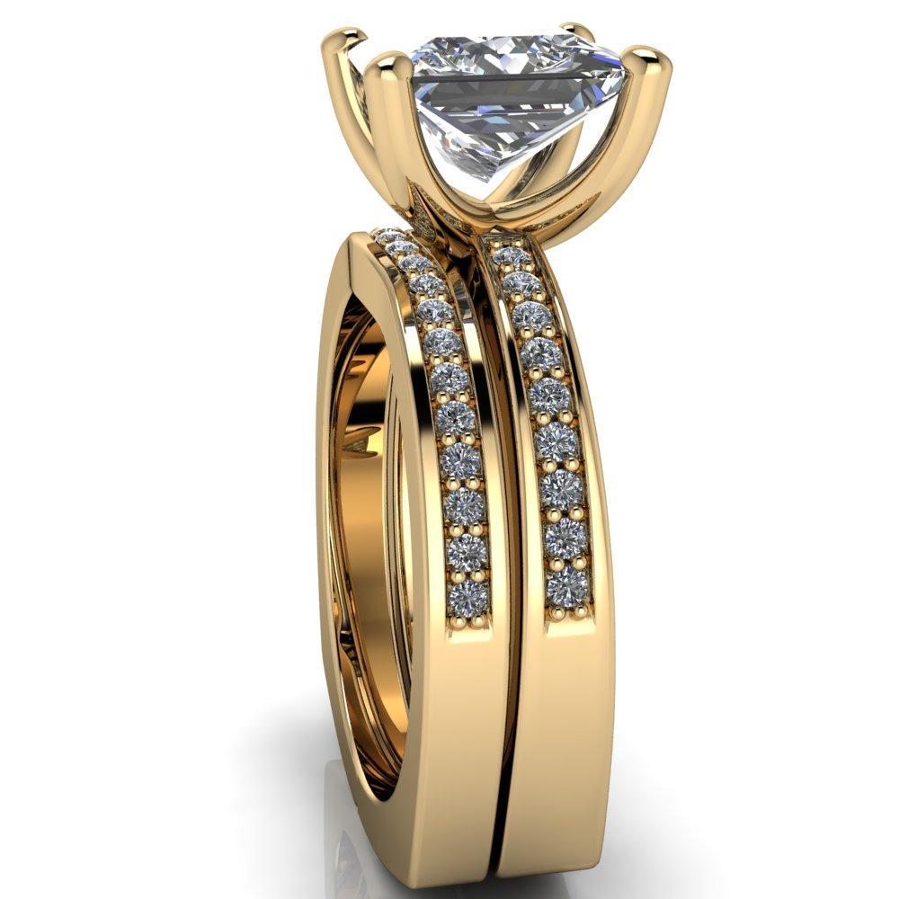 Ellis Princess/Square Diamond Channel 4 Prong Euro Shank Ring-Custom-Made Jewelry-Fire & Brilliance ®