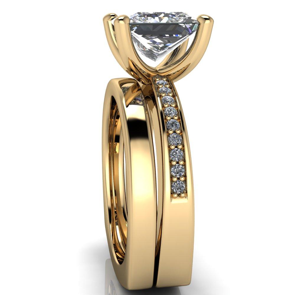 Ellis Princess/Square Diamond Channel 4 Prong Euro Shank Ring-Custom-Made Jewelry-Fire & Brilliance ®