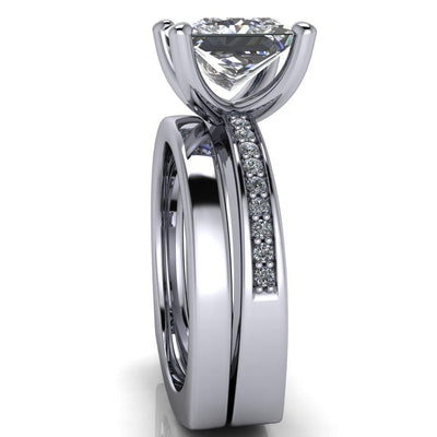 Ellis Princess/Square Diamond Channel 4 Prong Euro Shank Ring-Custom-Made Jewelry-Fire & Brilliance ®