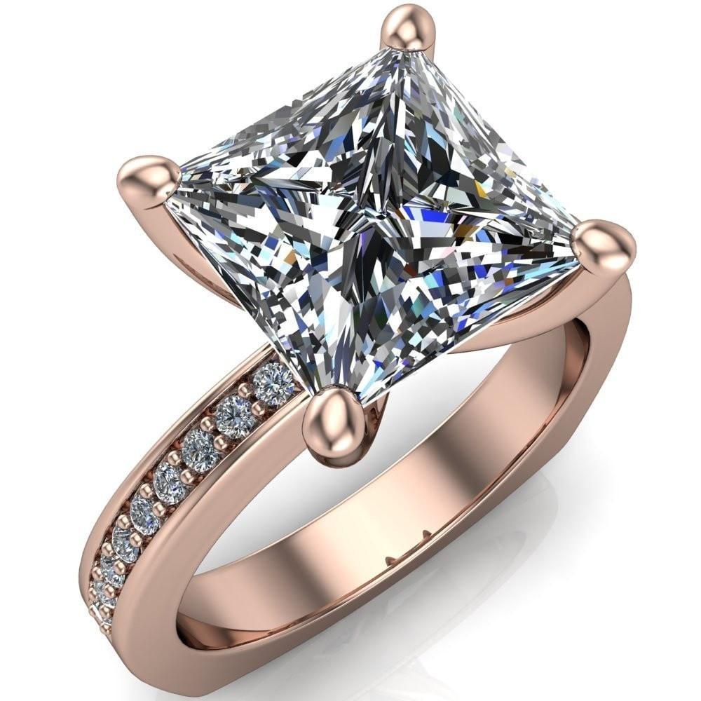 Ellis Princess/Square Diamond Channel 4 Prong Euro Shank Ring-Custom-Made Jewelry-Fire & Brilliance ®