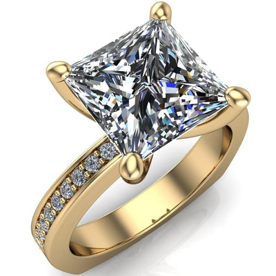 Ellis Princess/Square Diamond Channel 4 Prong Euro Shank Ring-Custom-Made Jewelry-Fire & Brilliance ®