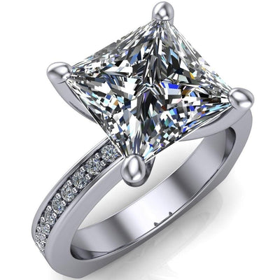 Ellis Princess/Square Diamond Channel 4 Prong Euro Shank Ring-Custom-Made Jewelry-Fire & Brilliance ®