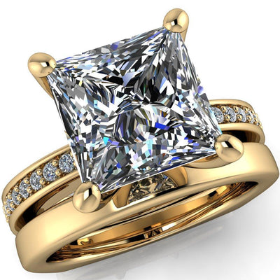 Ellis Princess/Square Diamond Channel 4 Prong Euro Shank Ring-Custom-Made Jewelry-Fire & Brilliance ®