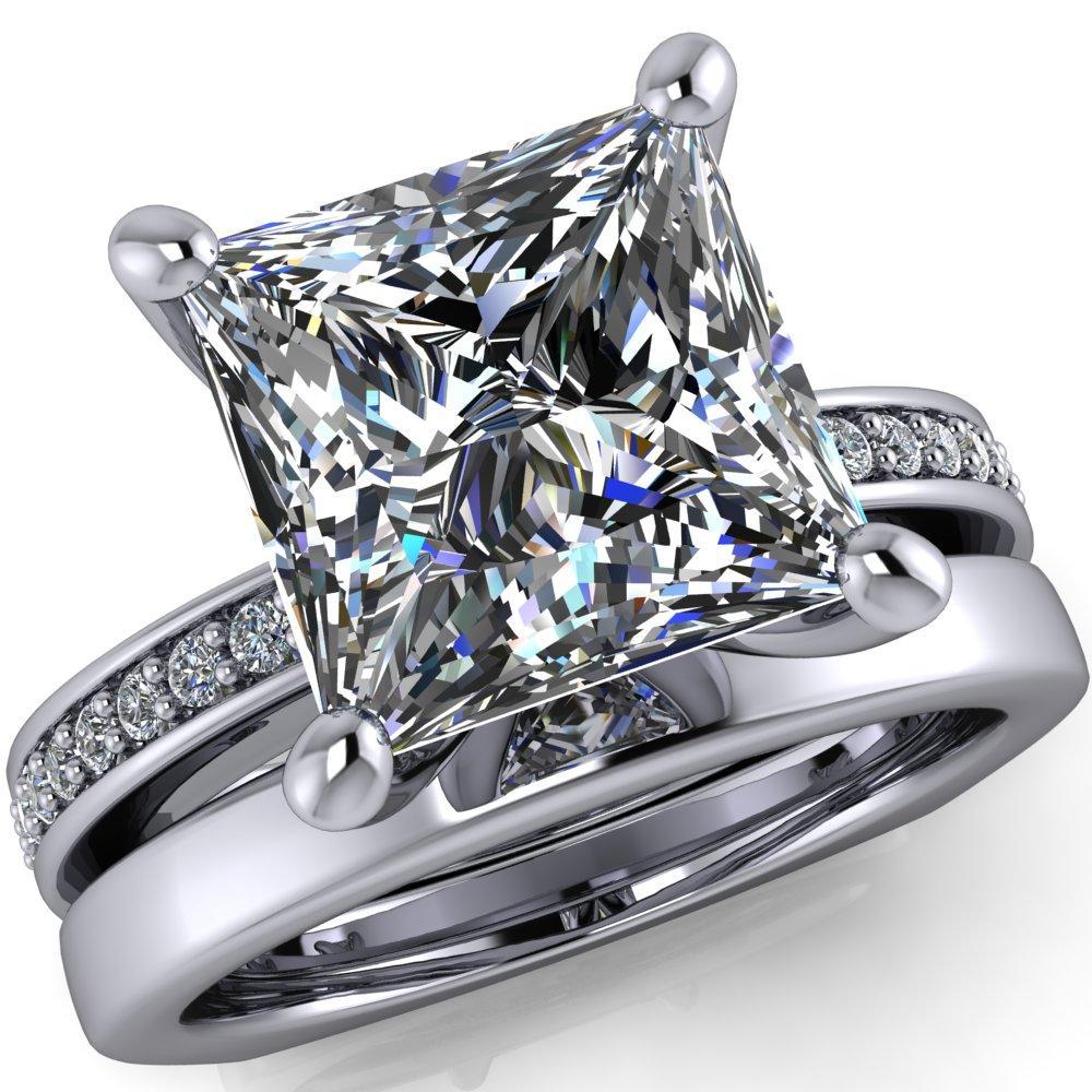 Ellis Princess/Square Diamond Channel 4 Prong Euro Shank Ring-Custom-Made Jewelry-Fire & Brilliance ®