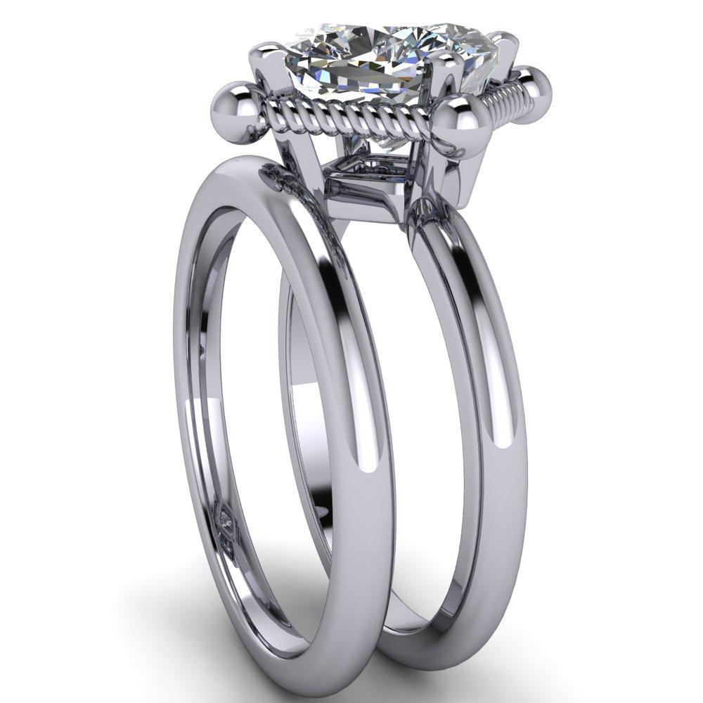 Eloise Cushion Moissanite Woven Rope Princess Halo 4 Prong Engagement Ring-Custom-Made Jewelry-Fire & Brilliance ®