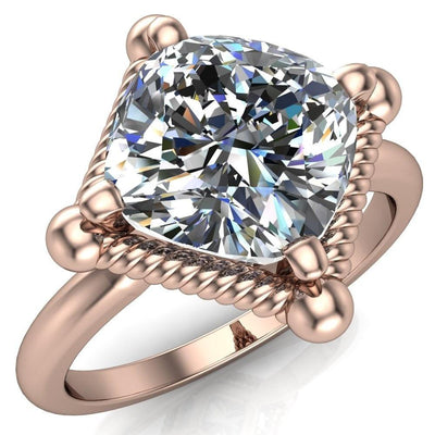 Eloise Cushion Moissanite Woven Rope Princess Halo 4 Prong Engagement Ring-Custom-Made Jewelry-Fire & Brilliance ®