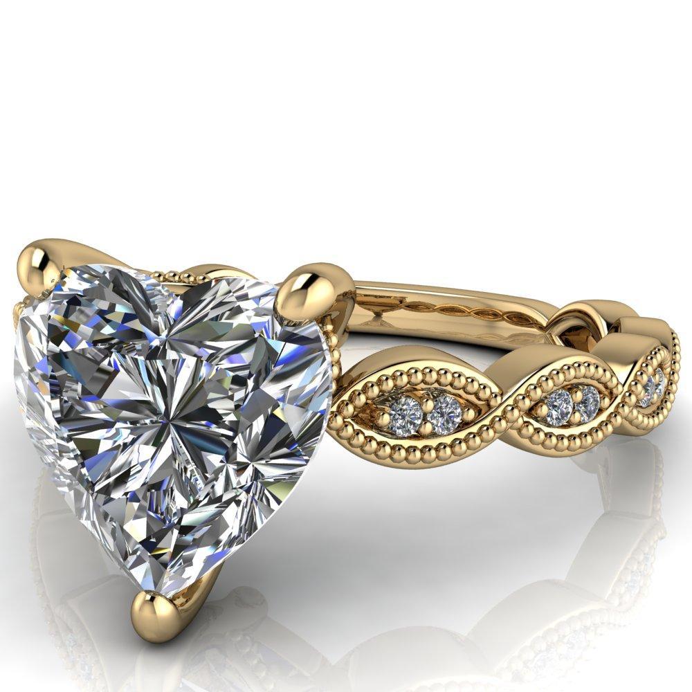 Elsie Heart Moissanite 3 Prong Milgrain 3/4 Infinity Diamond Ring-Custom-Made Jewelry-Fire & Brilliance ®