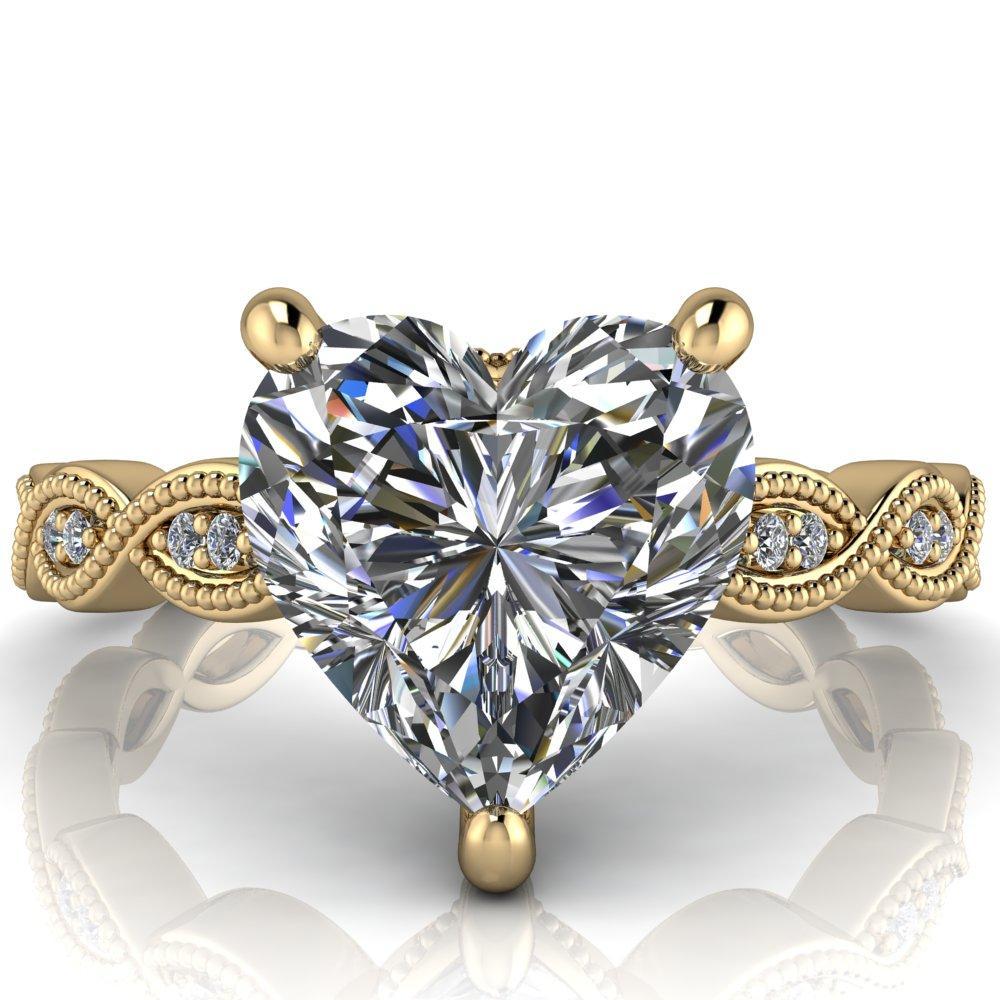 Elsie Heart Moissanite 3 Prong Milgrain 3/4 Infinity Diamond Ring-Custom-Made Jewelry-Fire & Brilliance ®