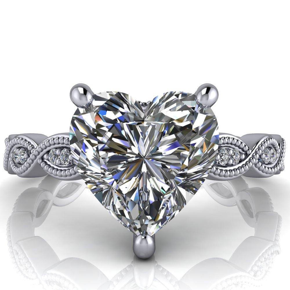 Elsie Heart Moissanite 3 Prong Milgrain 3/4 Infinity Diamond Ring-Custom-Made Jewelry-Fire & Brilliance ®