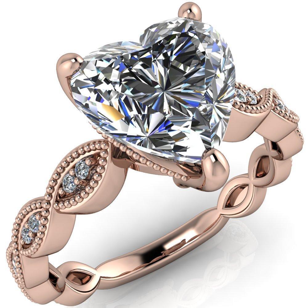 Elsie Heart Moissanite 3 Prong Milgrain 3/4 Infinity Diamond Ring-Custom-Made Jewelry-Fire & Brilliance ®