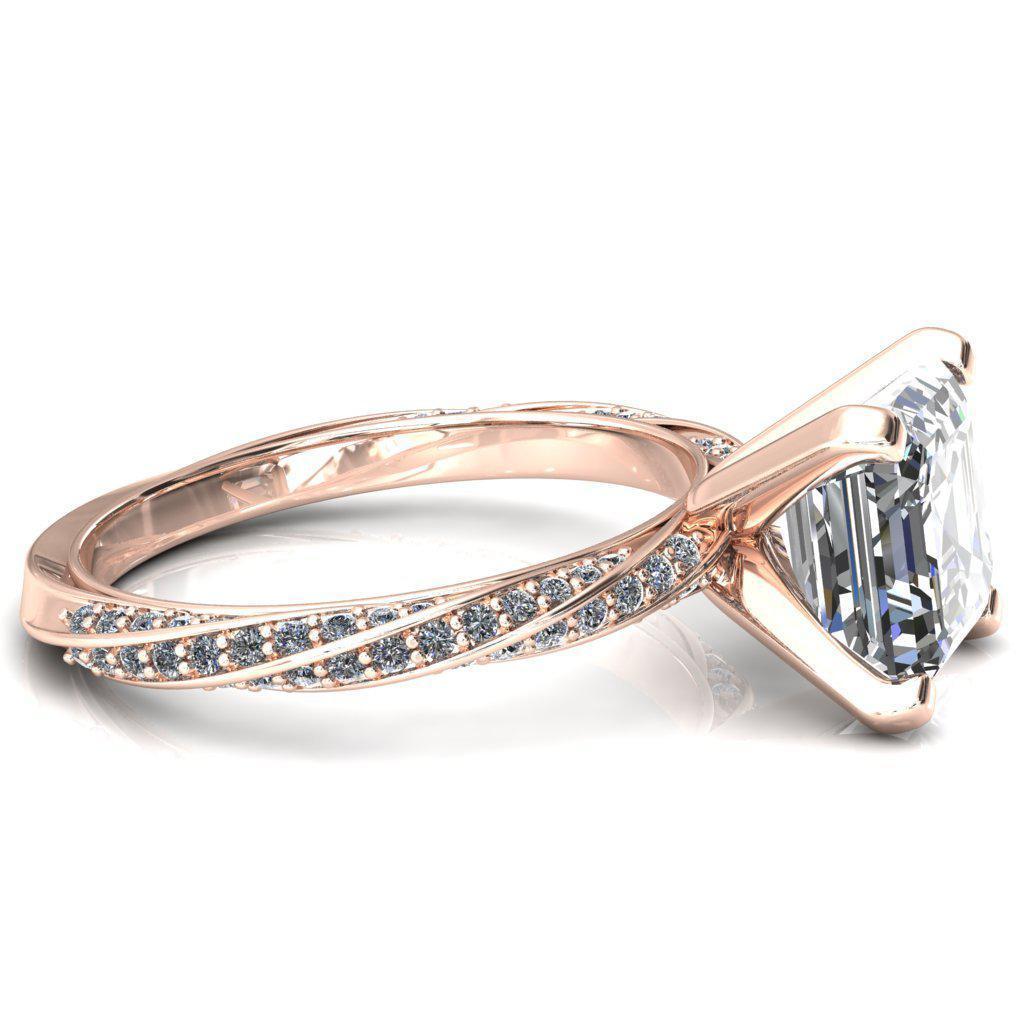 Elysia Asscher Moissanite 4 Prong 3/4 Eternity Diamond Accent Ring-FIRE & BRILLIANCE