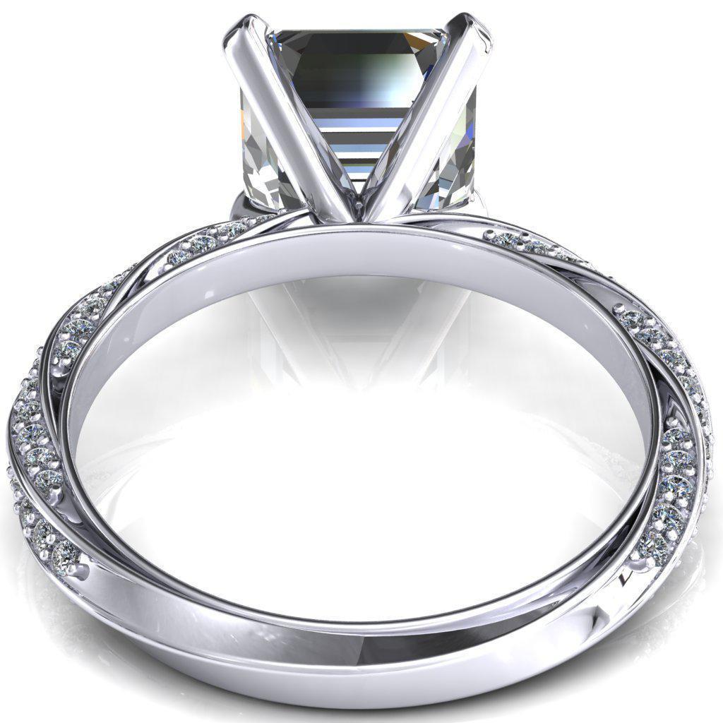 Elysia Asscher Moissanite 4 Prong 3/4 Eternity Diamond Accent Ring-FIRE & BRILLIANCE