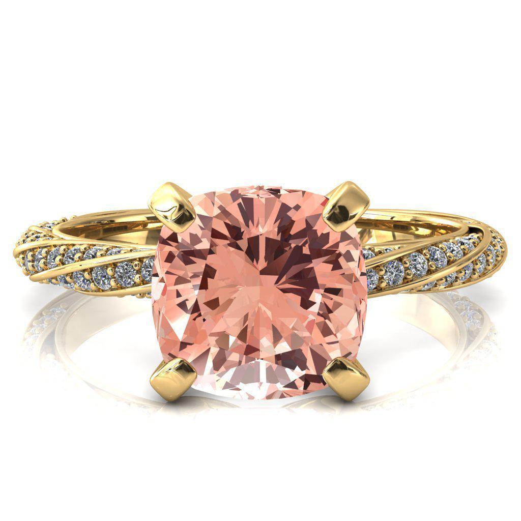 Elysia Cushion Champagne Sapphire 4 Prong 3/4 Eternity Diamond Accent Ring-FIRE & BRILLIANCE