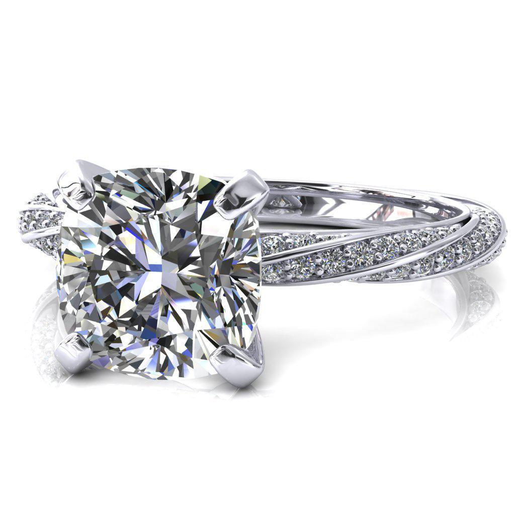 Elysia Cushion Moissanite 4 Prong 3/4 Eternity Diamond Accent Ring-FIRE & BRILLIANCE