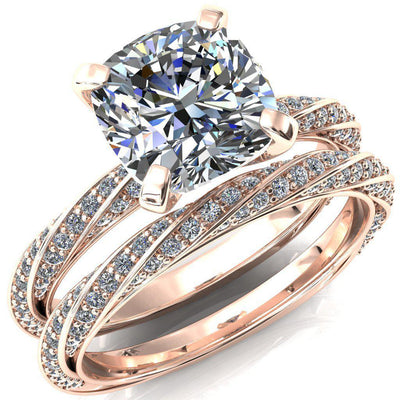 Elysia Cushion Moissanite 4 Prong 3/4 Eternity Diamond Accent Ring-FIRE & BRILLIANCE