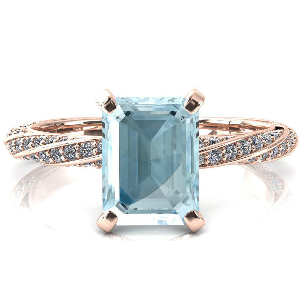 Elysia Emerald Aqua Blue Spinel 4 Prong 3/4 Eternity Diamond Accent Ring-FIRE & BRILLIANCE