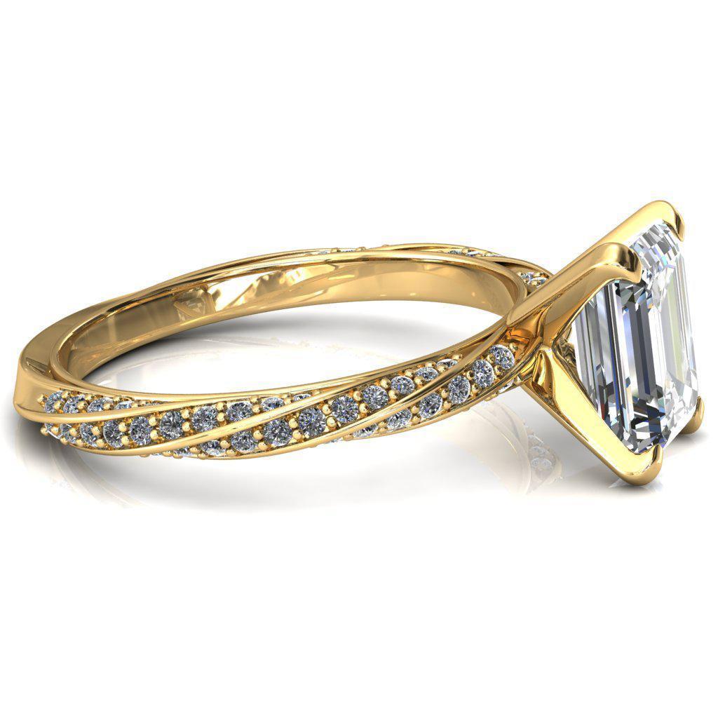 Elysia Emerald Moissanite 4 Prong 3/4 Eternity Diamond Accent Ring-FIRE & BRILLIANCE