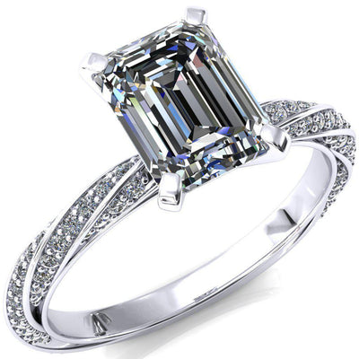 Elysia Emerald Moissanite 4 Prong 3/4 Eternity Diamond Accent Ring-FIRE & BRILLIANCE