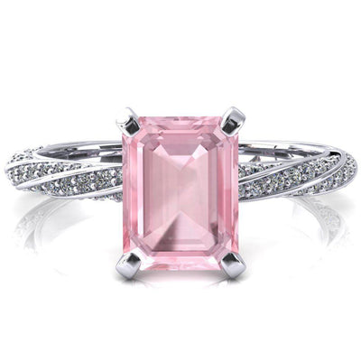 Elysia Emerald Pink Sapphire 4 Prong 3/4 Eternity Diamond Accent Ring-FIRE & BRILLIANCE