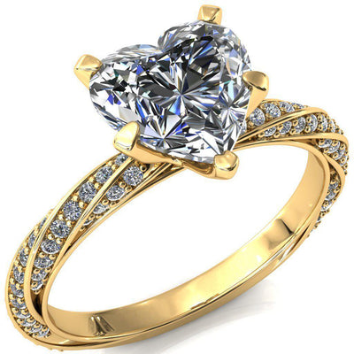 Elysia Heart Moissanite 5 Prong 3/4 Eternity Diamond Accent Ring-FIRE & BRILLIANCE