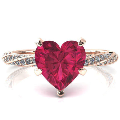 Elysia Heart Ruby 5 Prong 3/4 Eternity Diamond Accent Ring-FIRE & BRILLIANCE