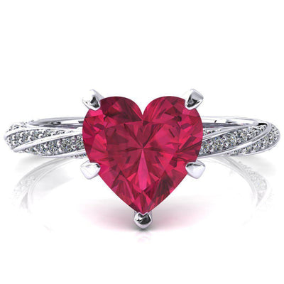 Elysia Heart Ruby 5 Prong 3/4 Eternity Diamond Accent Ring-FIRE & BRILLIANCE