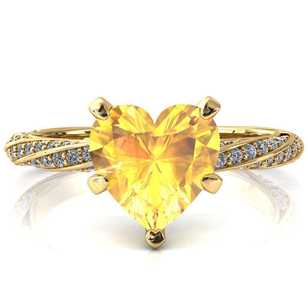 Elysia Heart Yellow Sapphire 5 Prong 3/4 Eternity Diamond Accent Ring-FIRE & BRILLIANCE