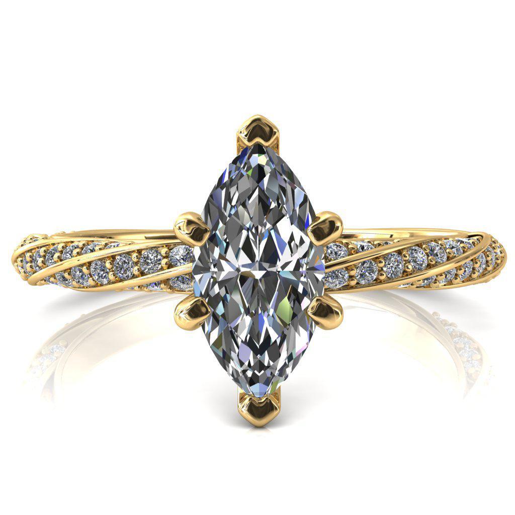 Elysia Marquise Moissanite 6 Prong 3/4 Eternity Diamond Accent Ring-FIRE & BRILLIANCE