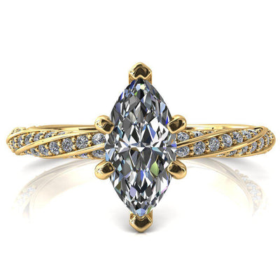 Elysia Marquise Moissanite 6 Prong 3/4 Eternity Diamond Accent Ring-FIRE & BRILLIANCE