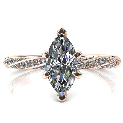 Elysia Marquise Moissanite 6 Prong 3/4 Eternity Diamond Accent Ring-FIRE & BRILLIANCE