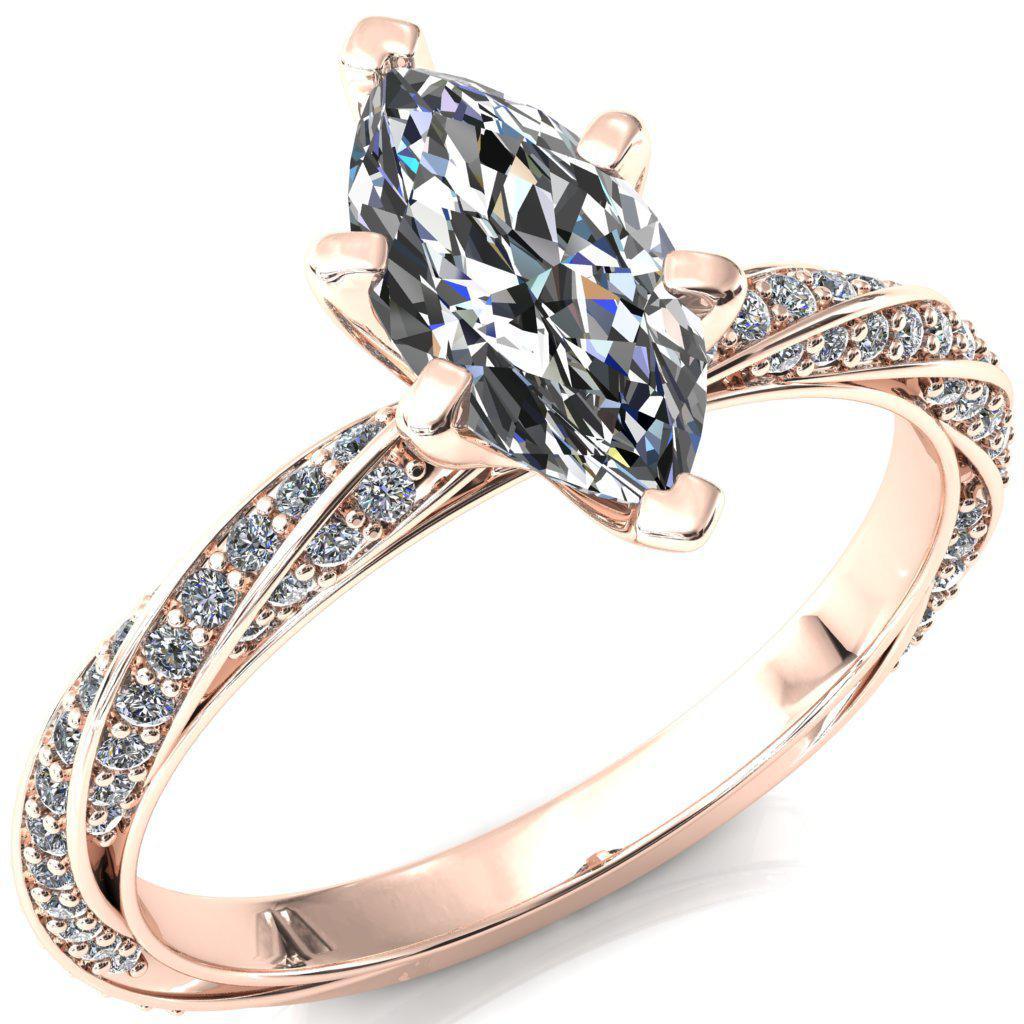 Elysia Marquise Moissanite 6 Prong 3/4 Eternity Diamond Accent Ring-FIRE & BRILLIANCE