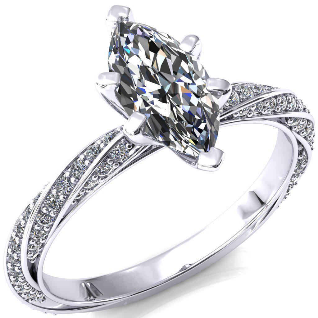 Elysia Marquise Moissanite 6 Prong 3/4 Eternity Diamond Accent Ring-FIRE & BRILLIANCE