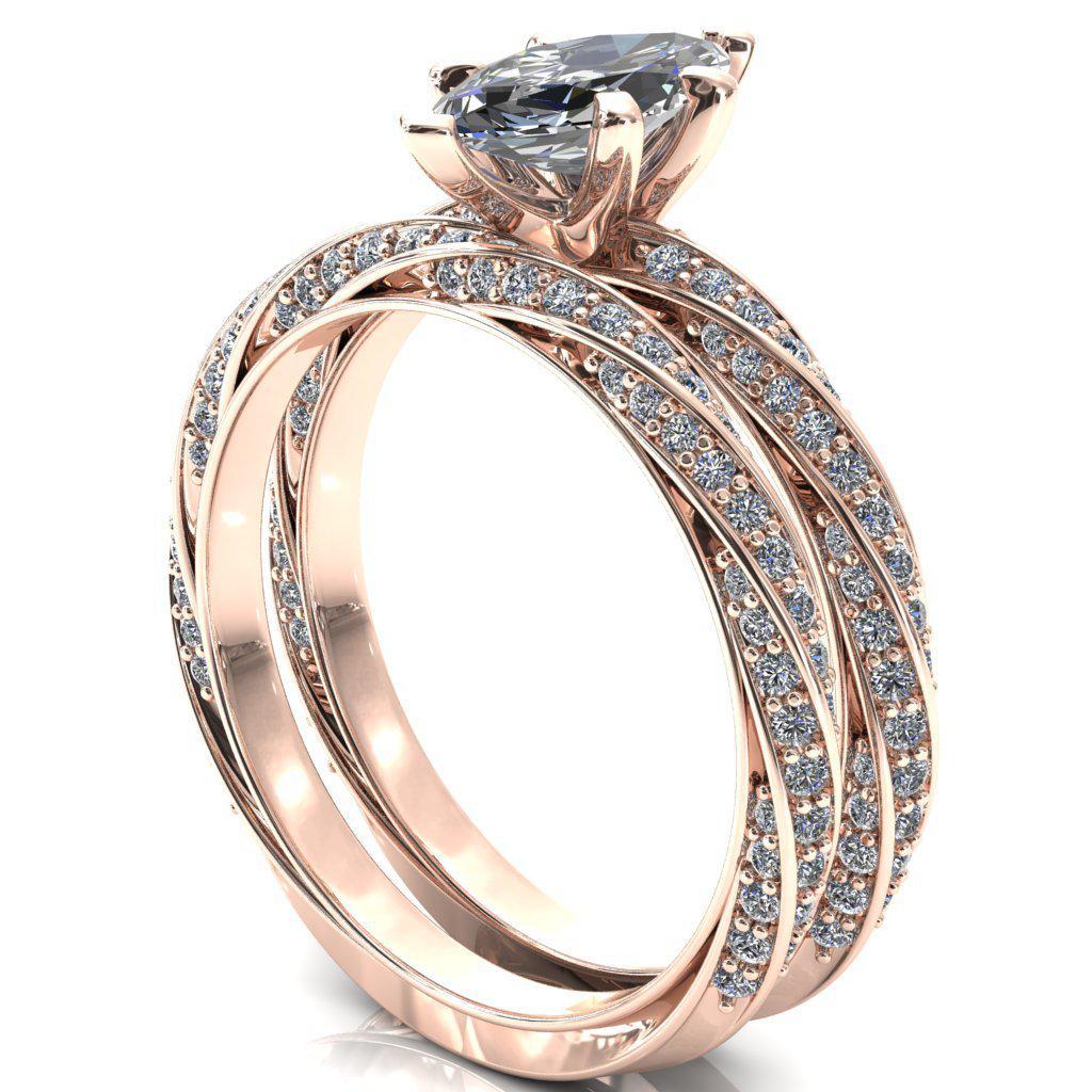 Elysia Marquise Moissanite 6 Prong 3/4 Eternity Diamond Accent Ring-FIRE & BRILLIANCE