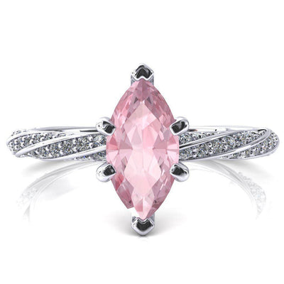 Elysia Marquise Pink Sapphire 6 Prong 3/4 Eternity Diamond Accent Ring-FIRE & BRILLIANCE