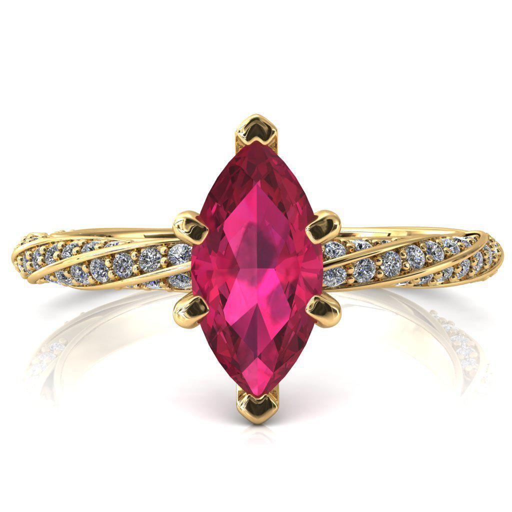 Elysia Marquise Ruby 6 Prong 3/4 Eternity Diamond Accent Ring-FIRE & BRILLIANCE