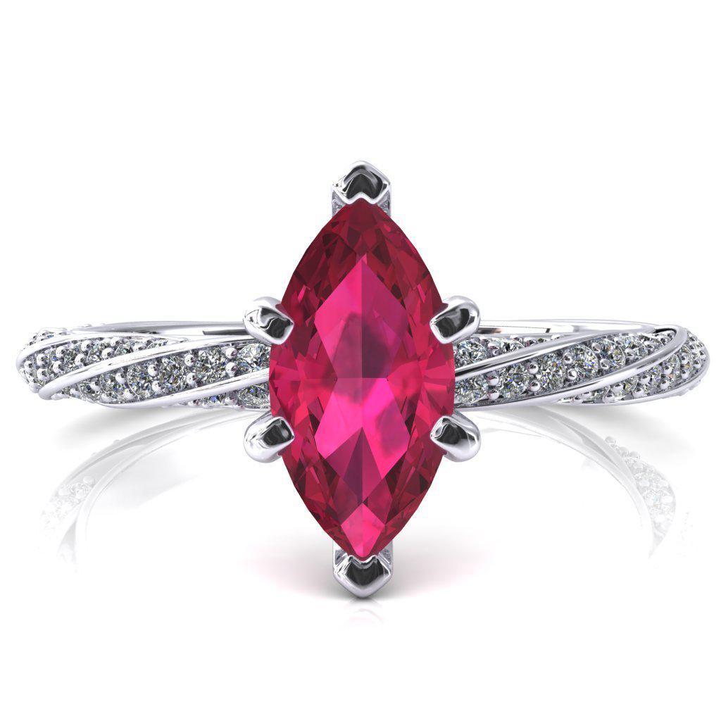 Elysia Marquise Ruby 6 Prong 3/4 Eternity Diamond Accent Ring-FIRE & BRILLIANCE